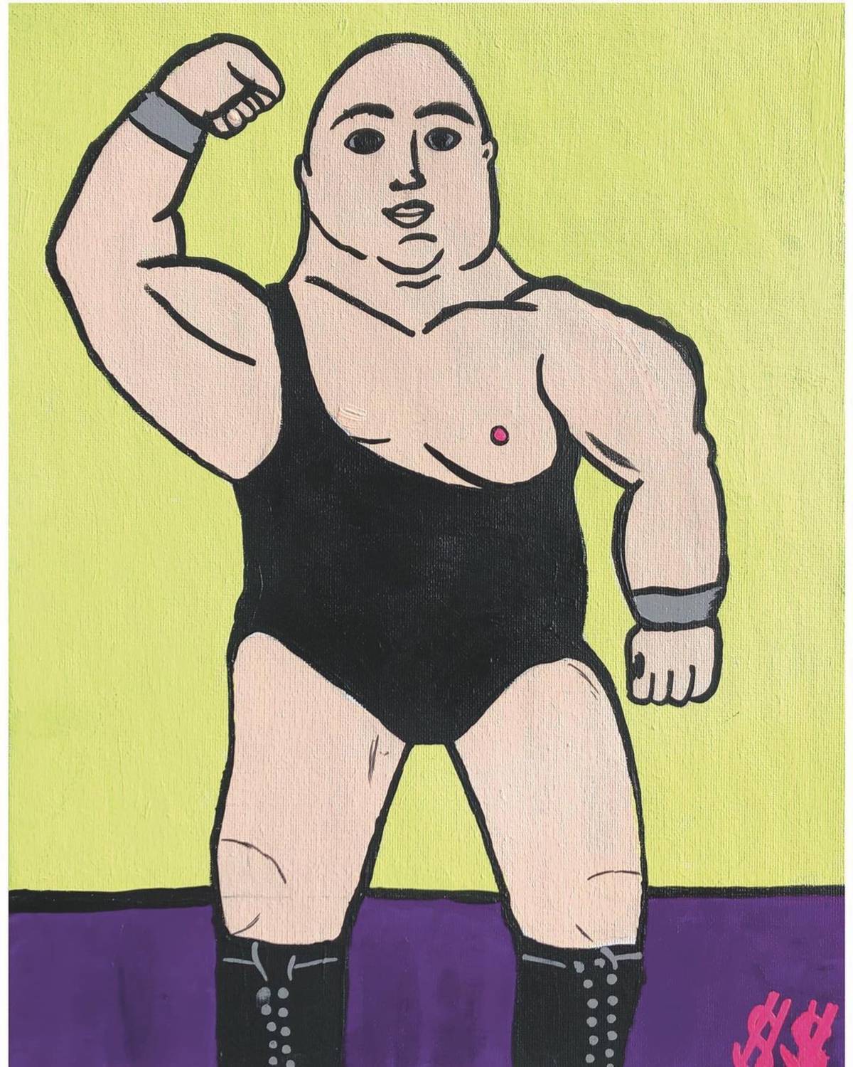 a painting of a wrestler flexing his muscles