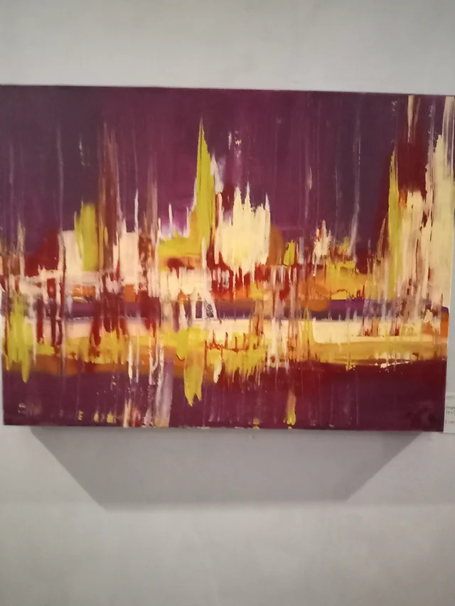 Painting of a city at night