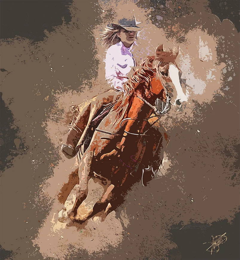 Painting of a cowgirl