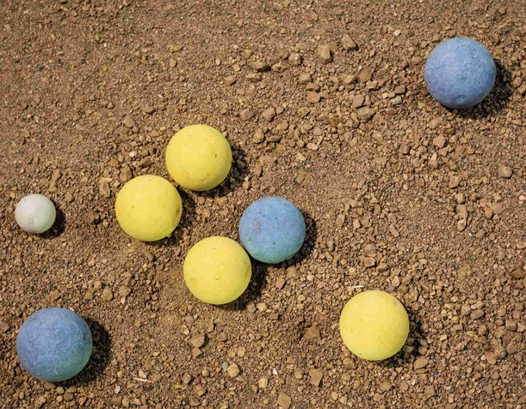 bocce balls on the ground