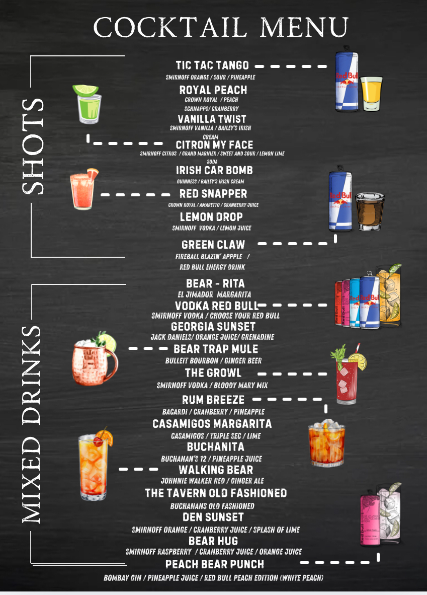 Cocktail menu