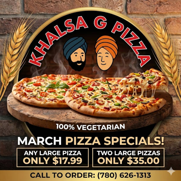 Khalsa G Pizza March Specials