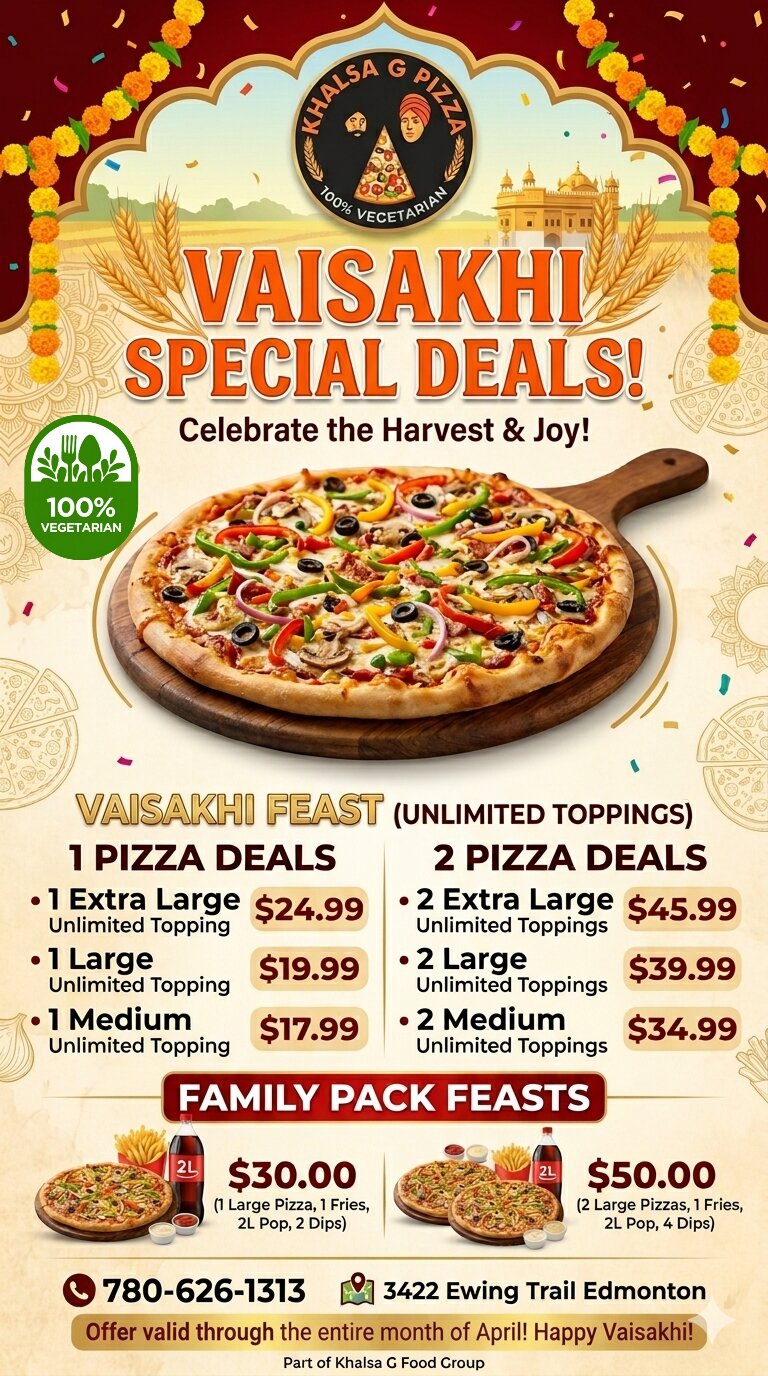 Khalsa G Pizza April Specials
