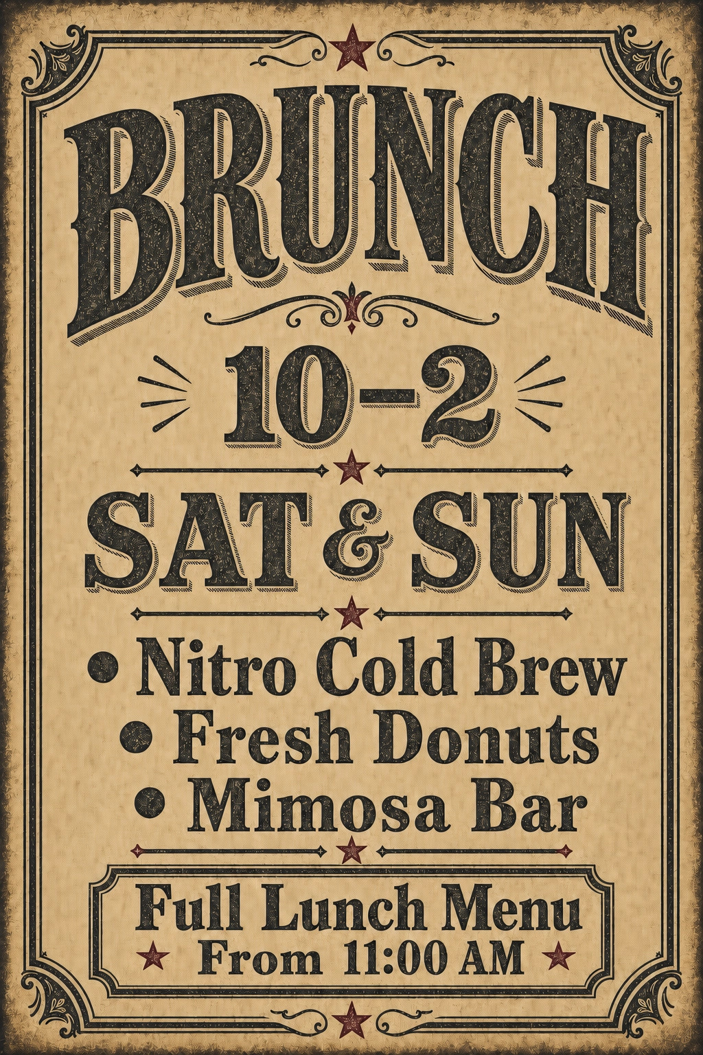 brunch 10-2 sat and sun