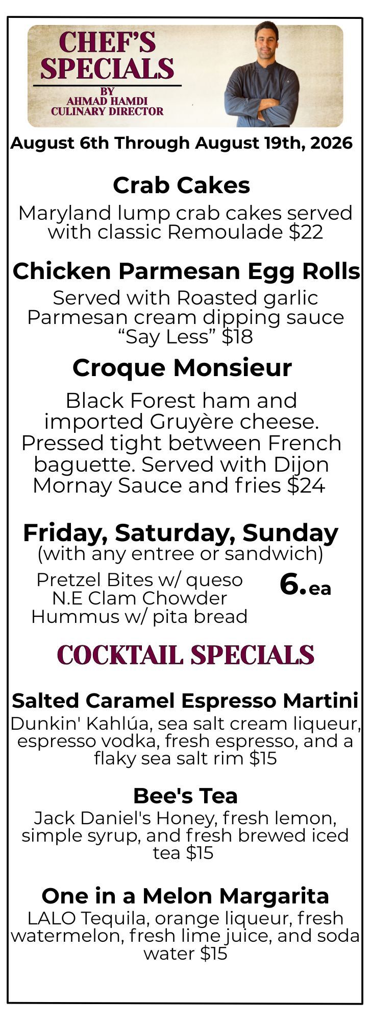 Chef's Weekly Specials