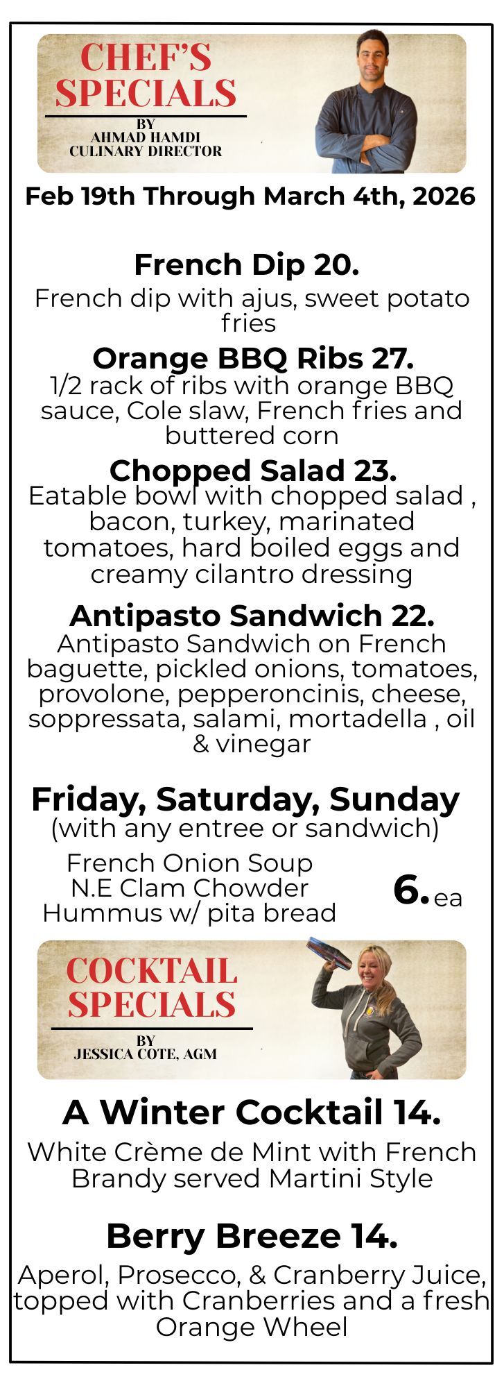 Chef's Weekly Specials