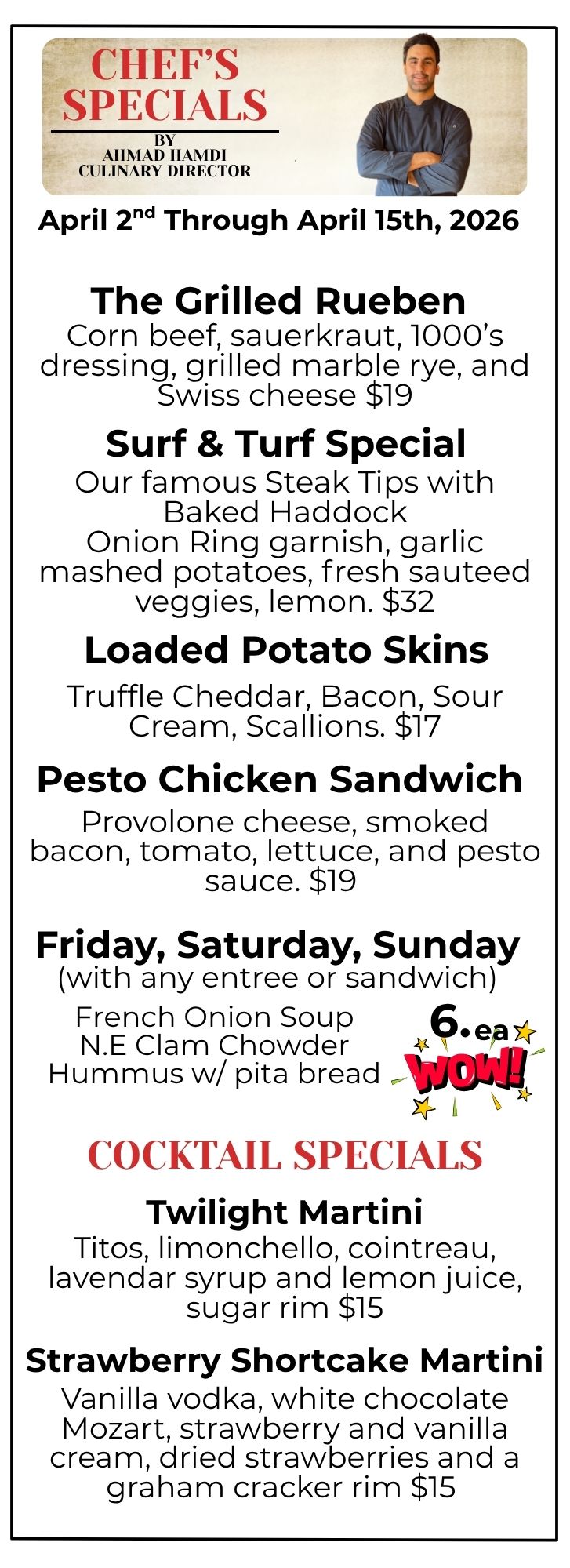 Chef's Weekly Specials