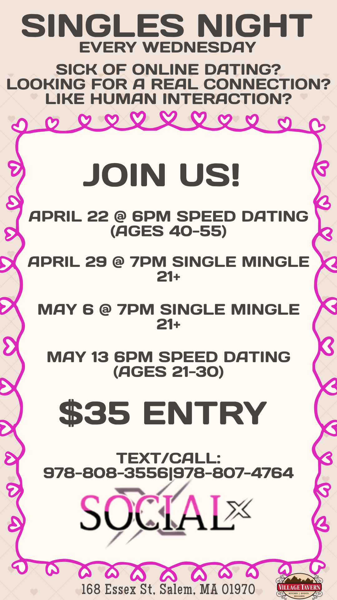 singles night at Village Tavern