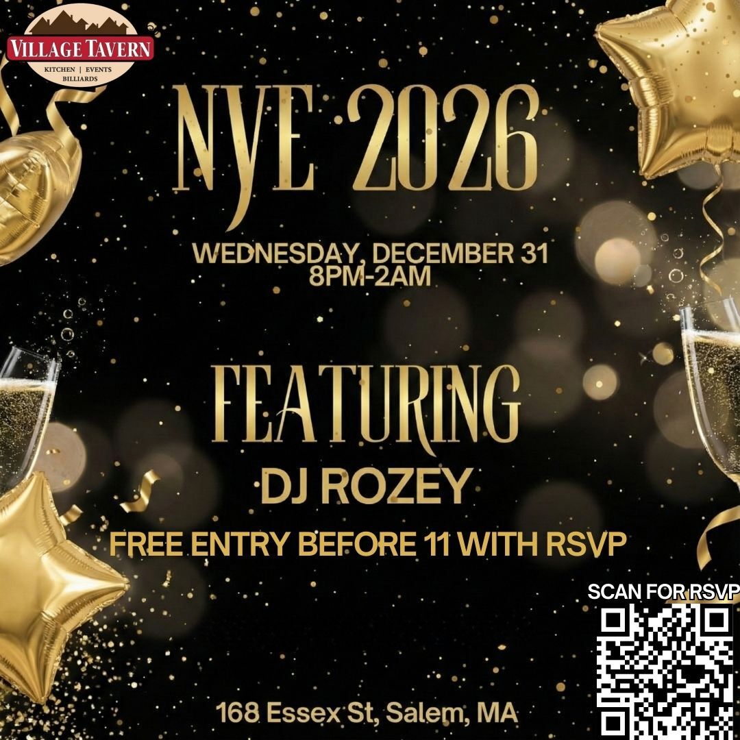 NYE 2026 Wednesday December 31 8pm-2am featuring DJ Rozey, free entry before 11 with rsv