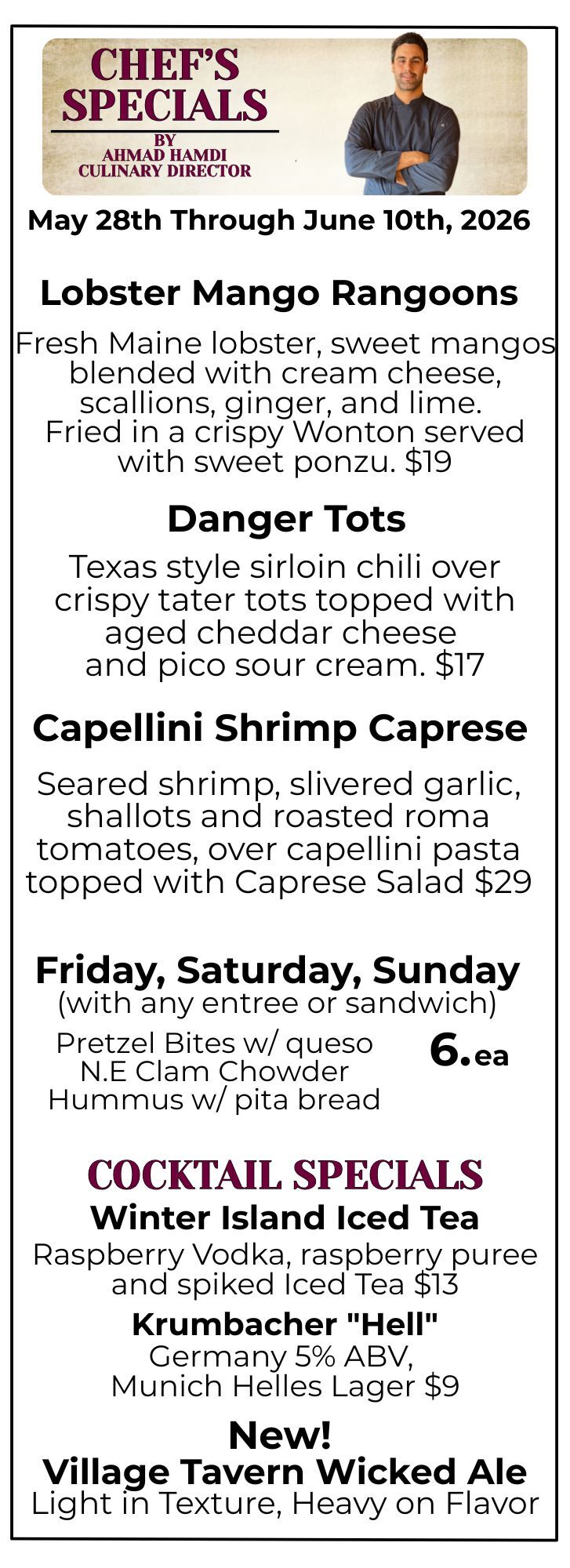 Chef's Weekly Specials
