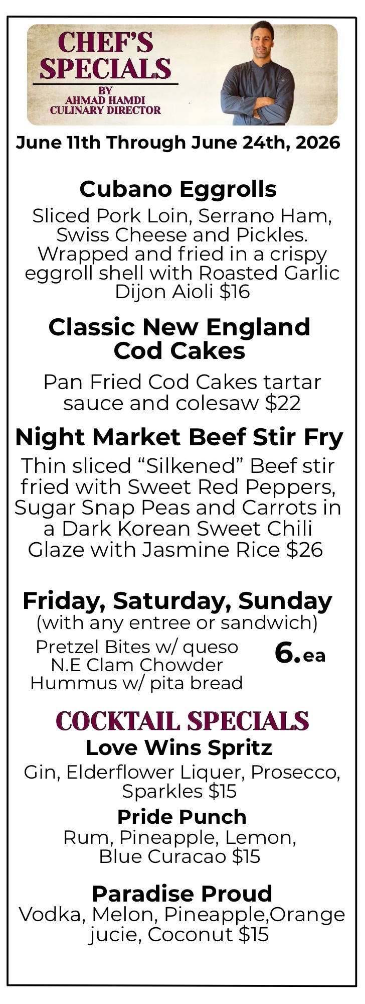 Chef's Weekly Specials