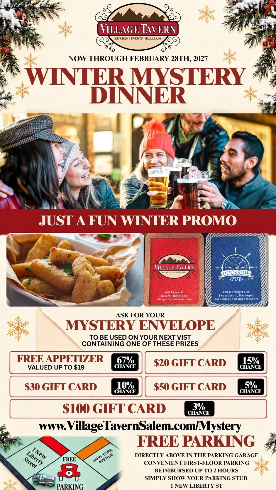 now through February 28th, 2027 Winter Mystery Dinner