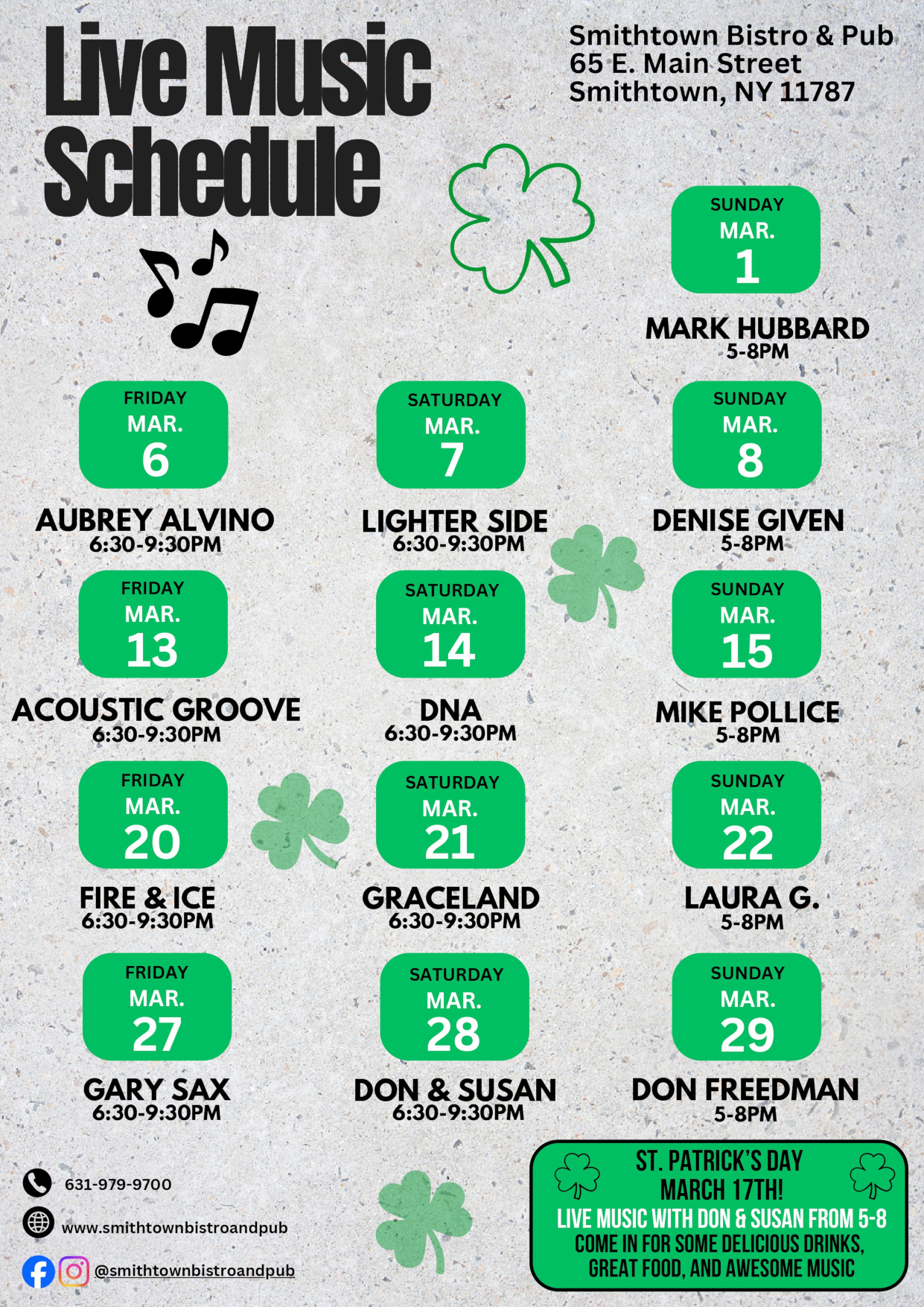 March live music schedule