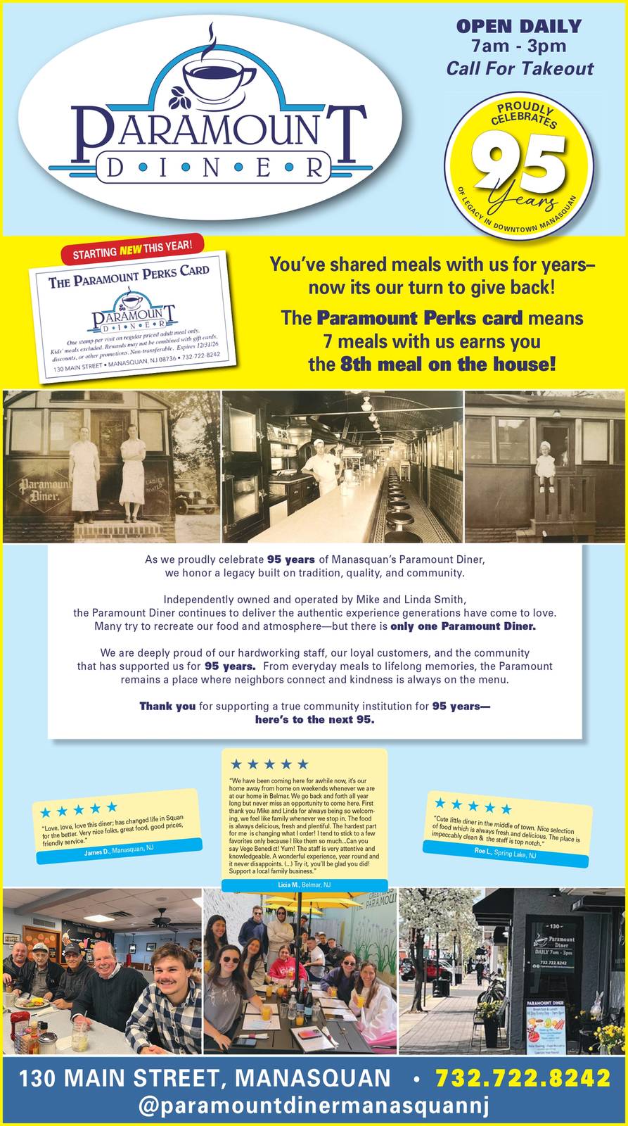 Paramount Diner Breakfast & Lunch Menu