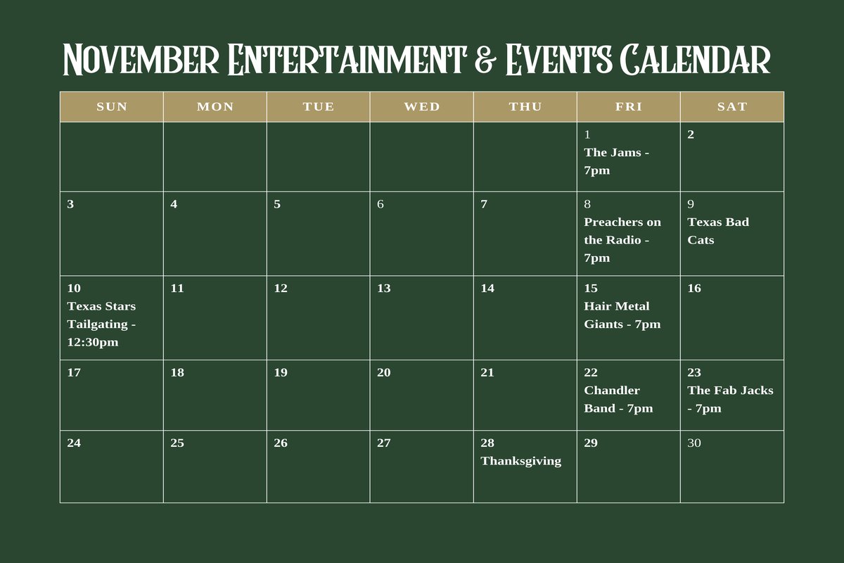 november entertainment & events calendar on facebook