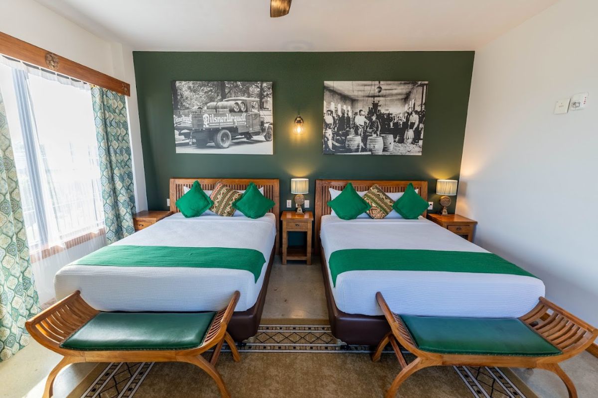 Pivovar Hotel guest room with two beds
