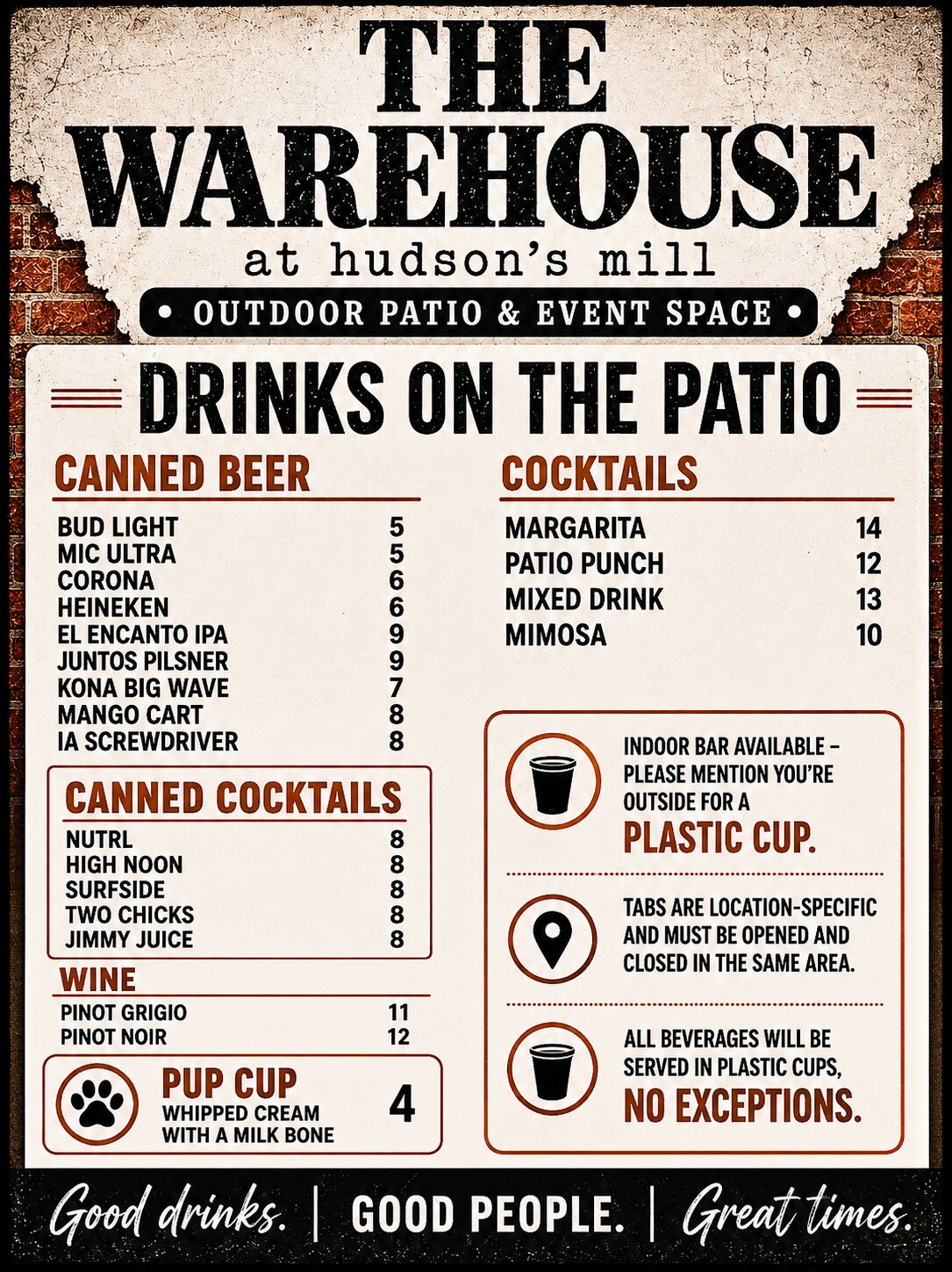 The Warehouse menu