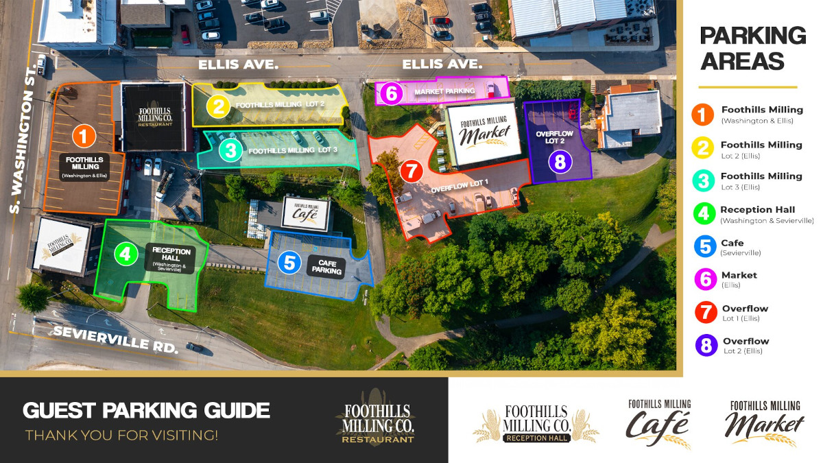 Parking areas at Foothills Milling Company