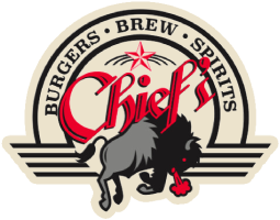 Chief's Burgers, Brews & Spirits logo scroll