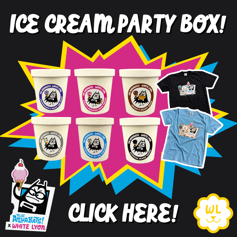 Ice cream party box info on White Lyon handcrafted ice cream and cookies