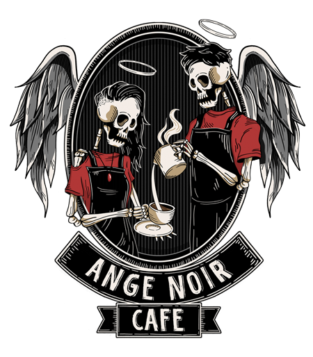 Ange Noir Cafe logo scroll