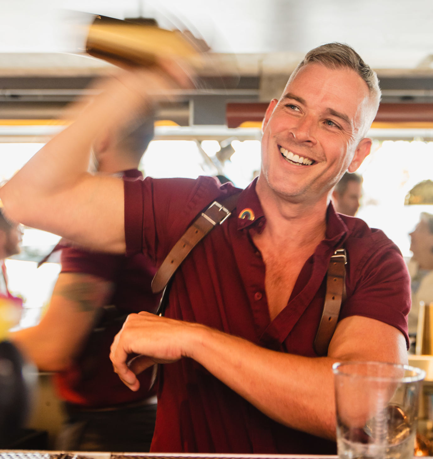 A person preparing a cocktail