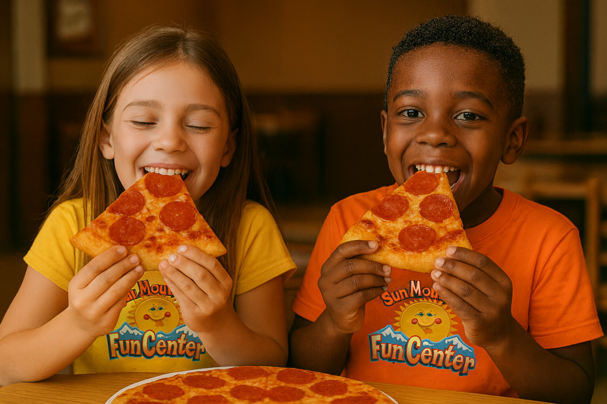 Children eating pizza