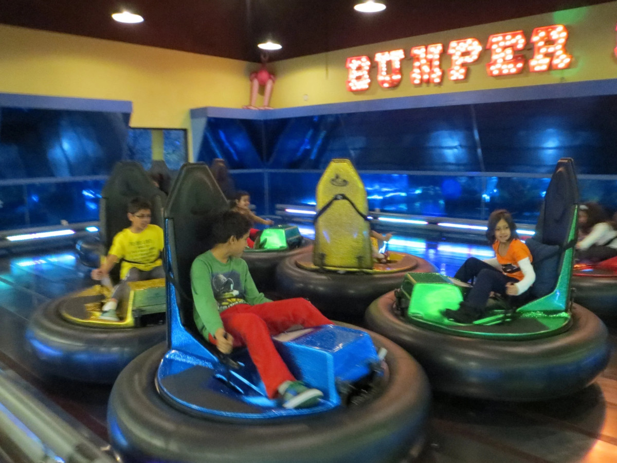 Kids driving bumper cars