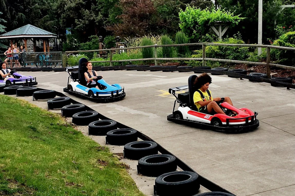 People driving carts