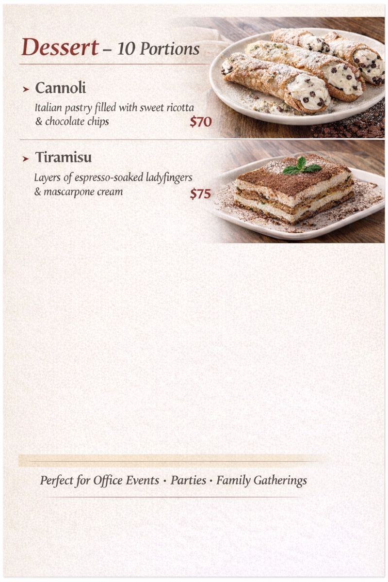 Catering Menu Dessert