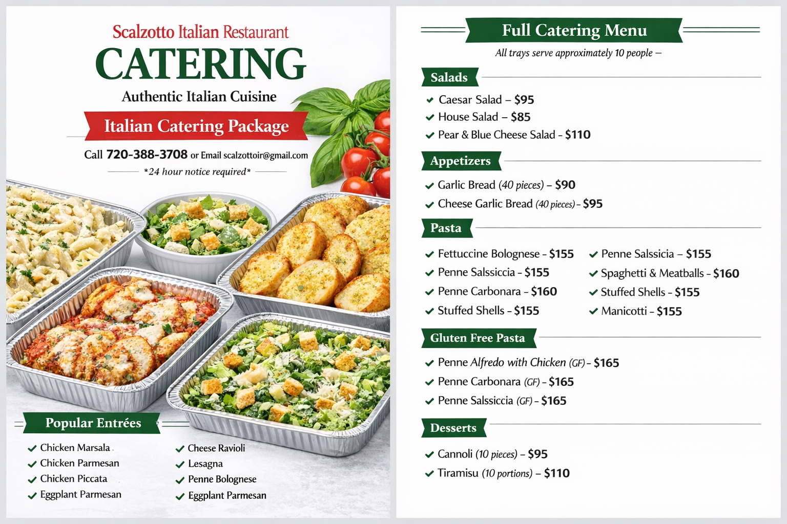 Catering Authentic Italian Cuisine Package