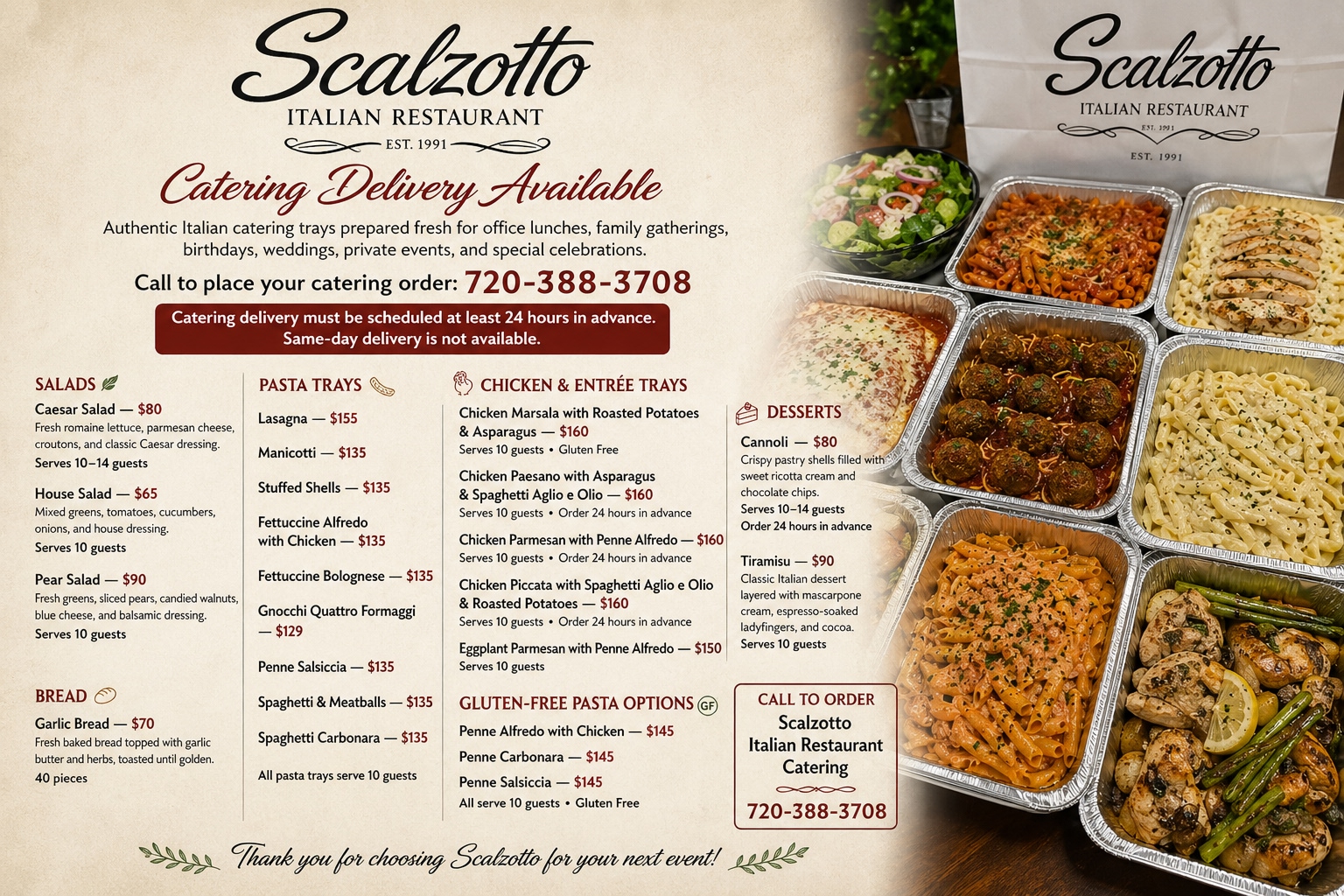 Catering Authentic Italian Cuisine Package