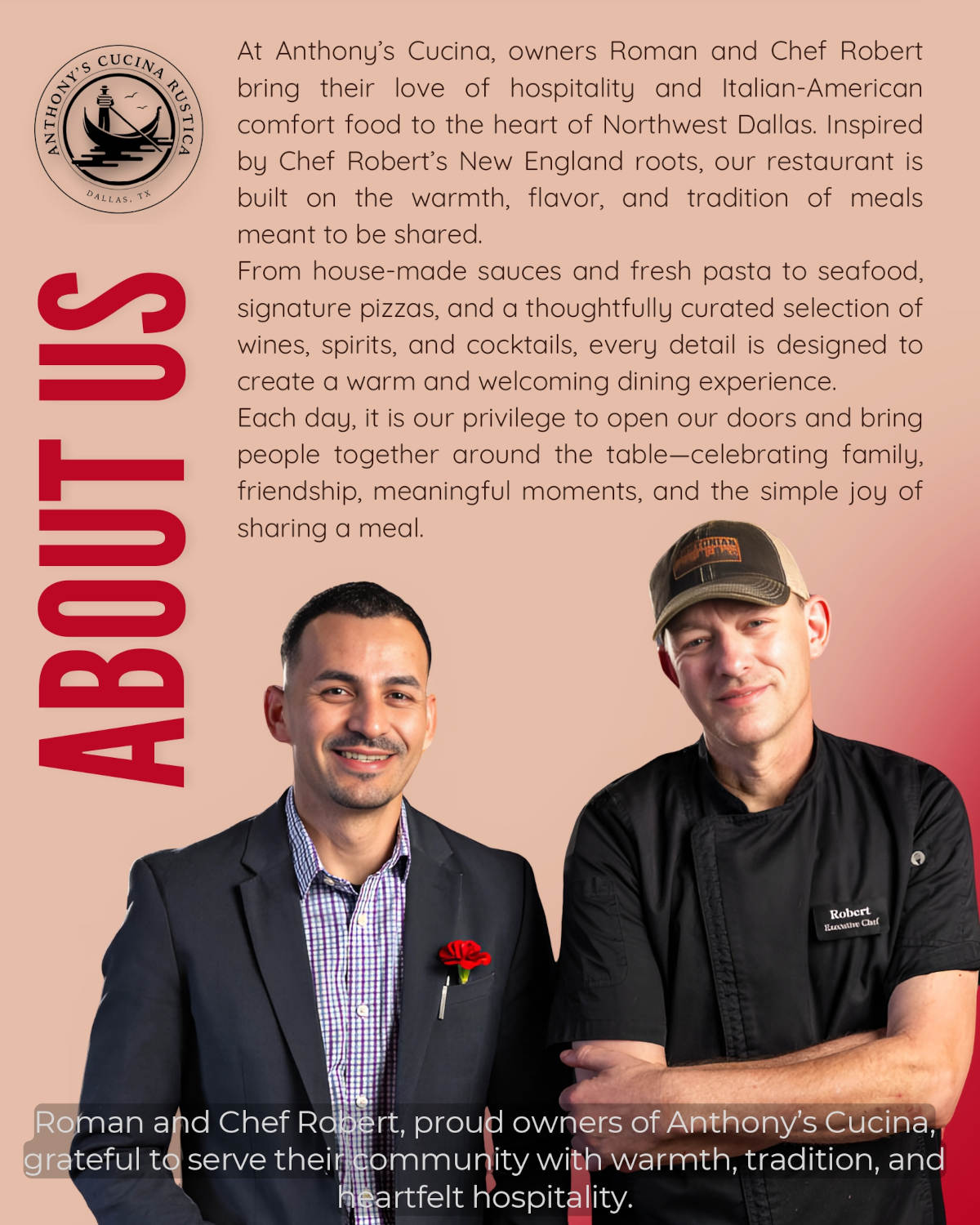 About the owners Roman and Chef Robert of Anthony