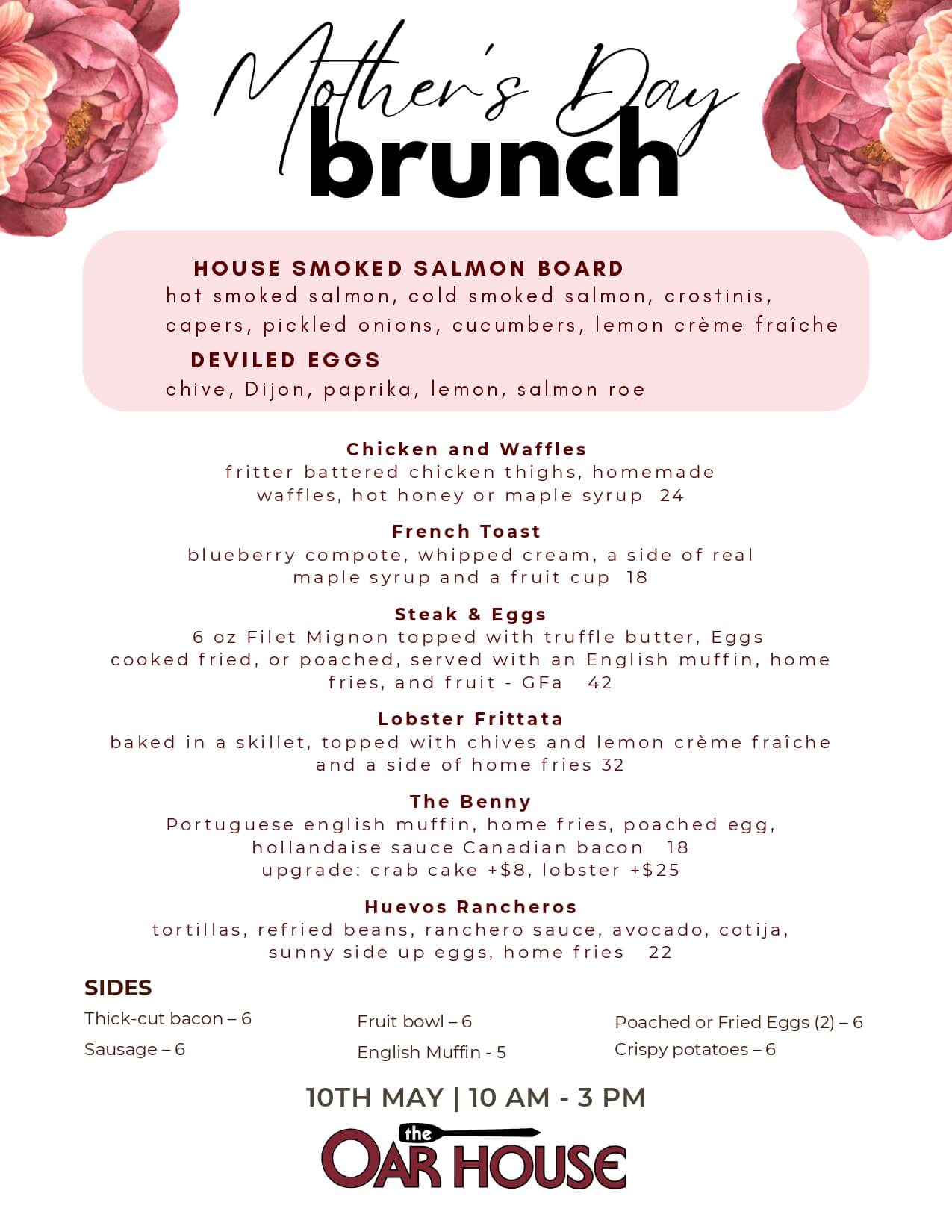 Mother's Day brunch menu