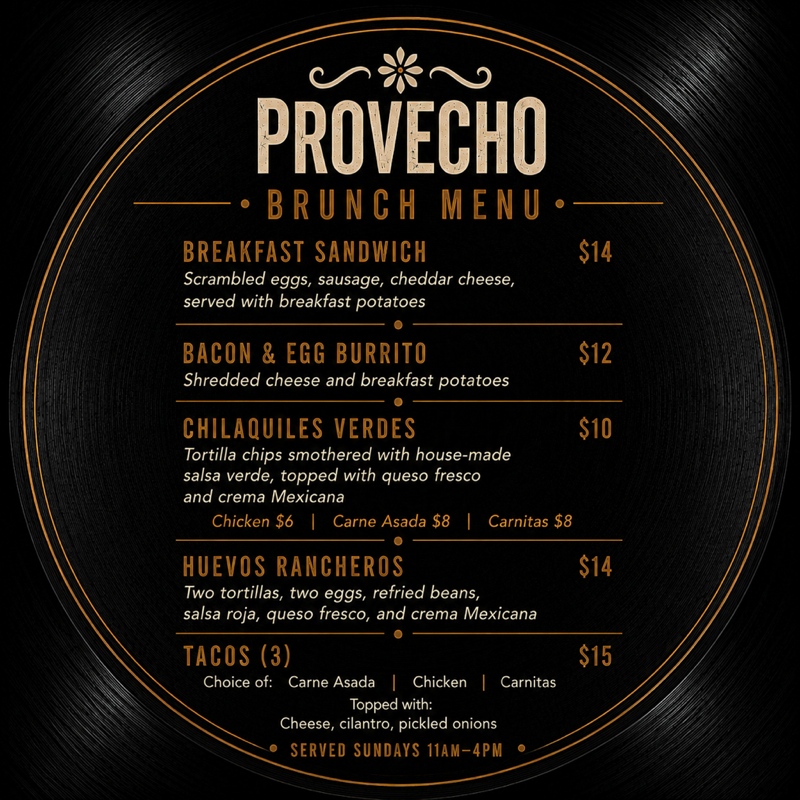 Brunch Menu
