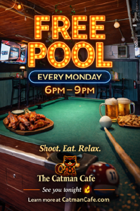 Free Pool Every Monday 6pm - 9pm