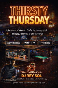 Thirsty Thursday Every Thursday 9pm - 11pm, Free Entry