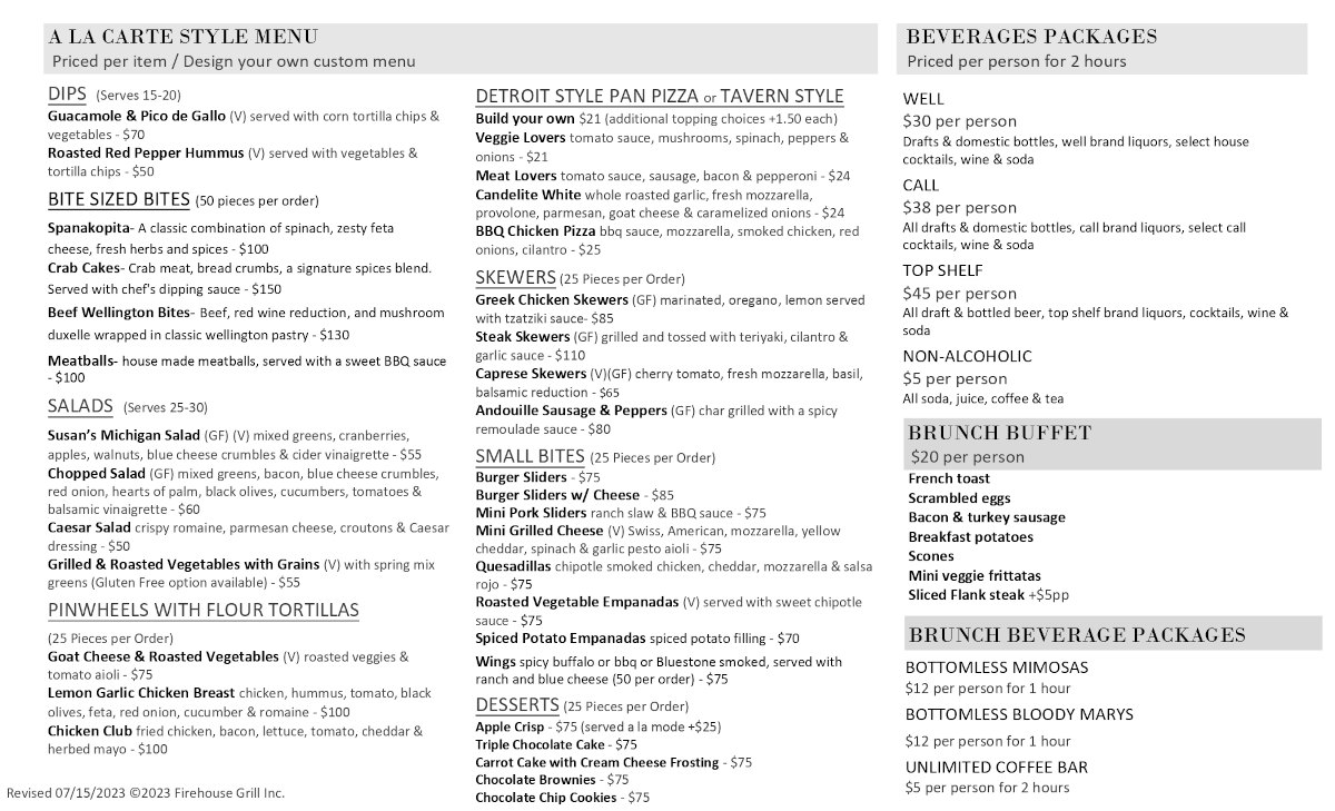 Catering menu page 2