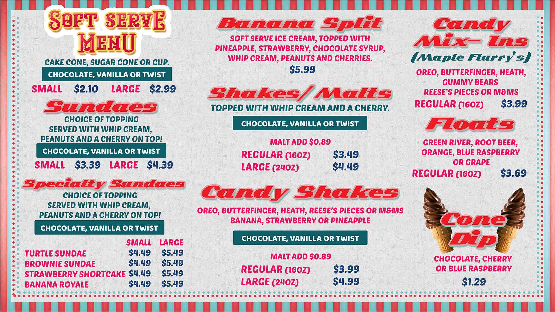 Soft Serve menu flyer