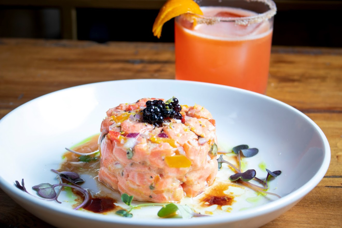 Tricolor peppers, onion, capers, lemon dijon, mache, balsamic pearls