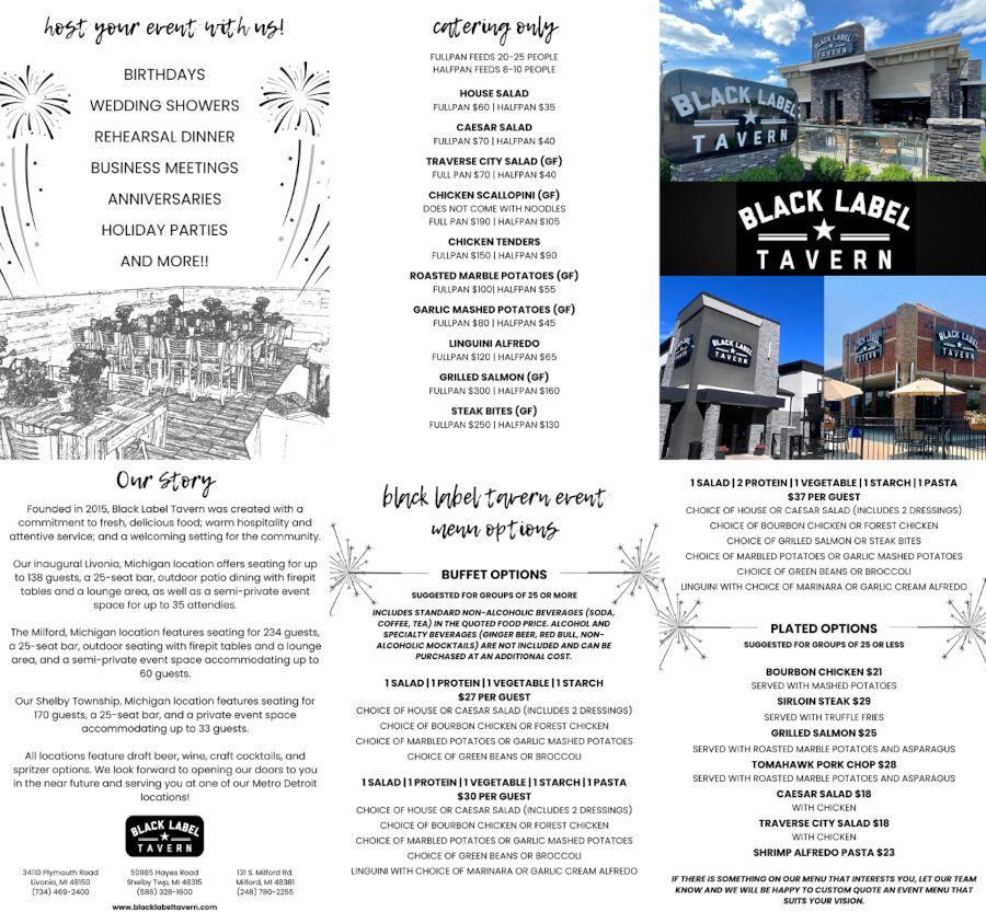 Catering menu