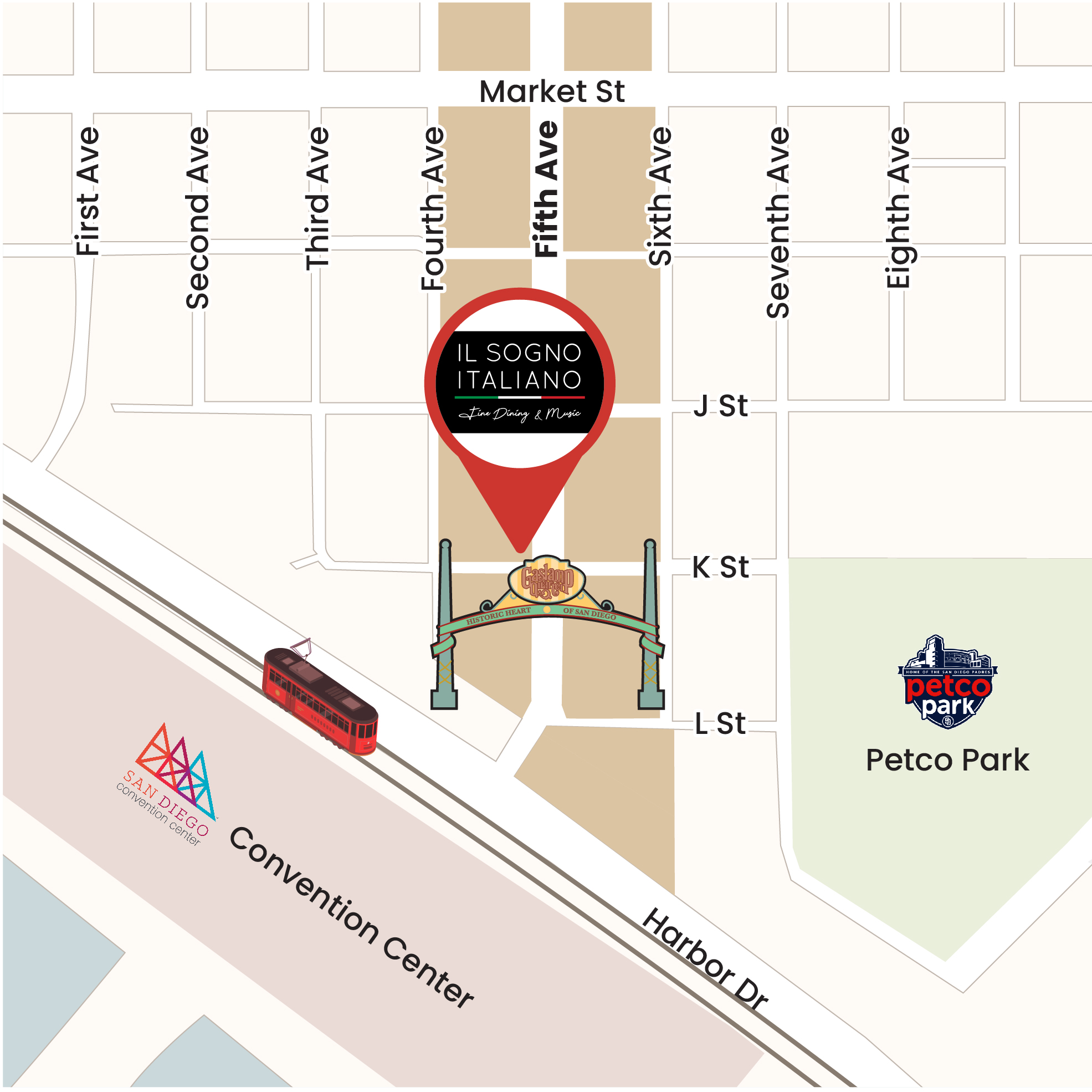 Opens google maps in a new tab