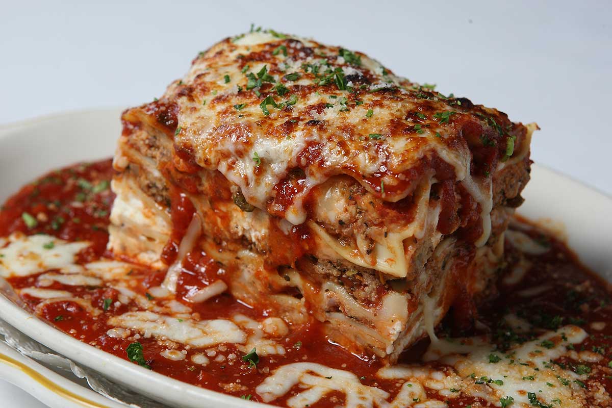 Lasagna served