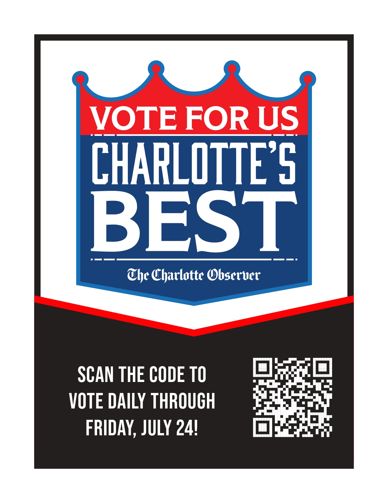 Charlotte's best award, scan the code to vote
