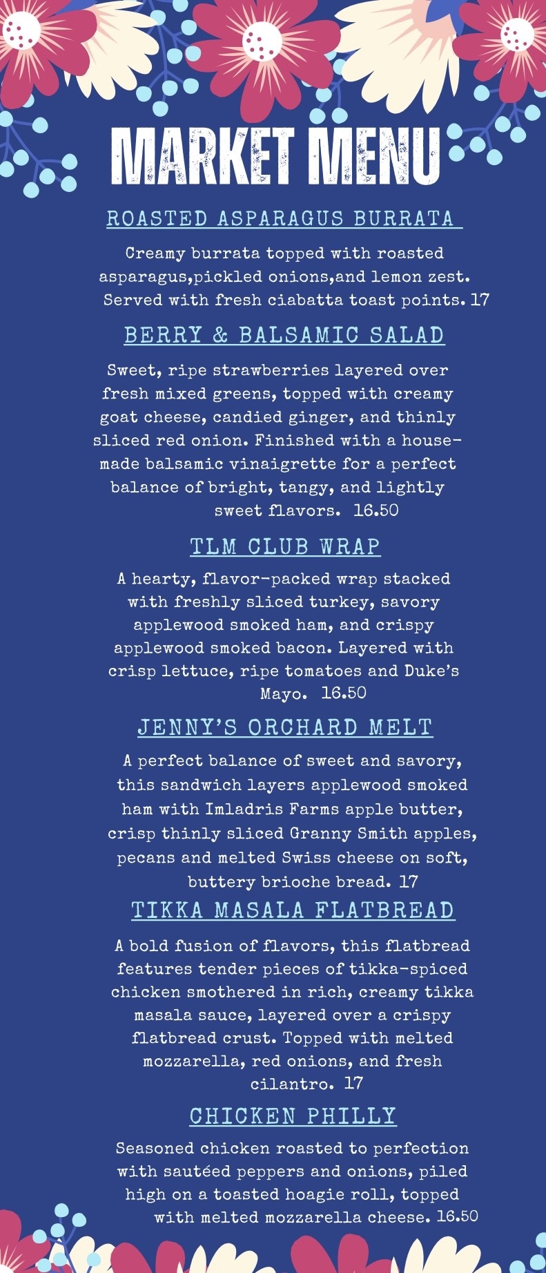 The Loyalist Market Menu