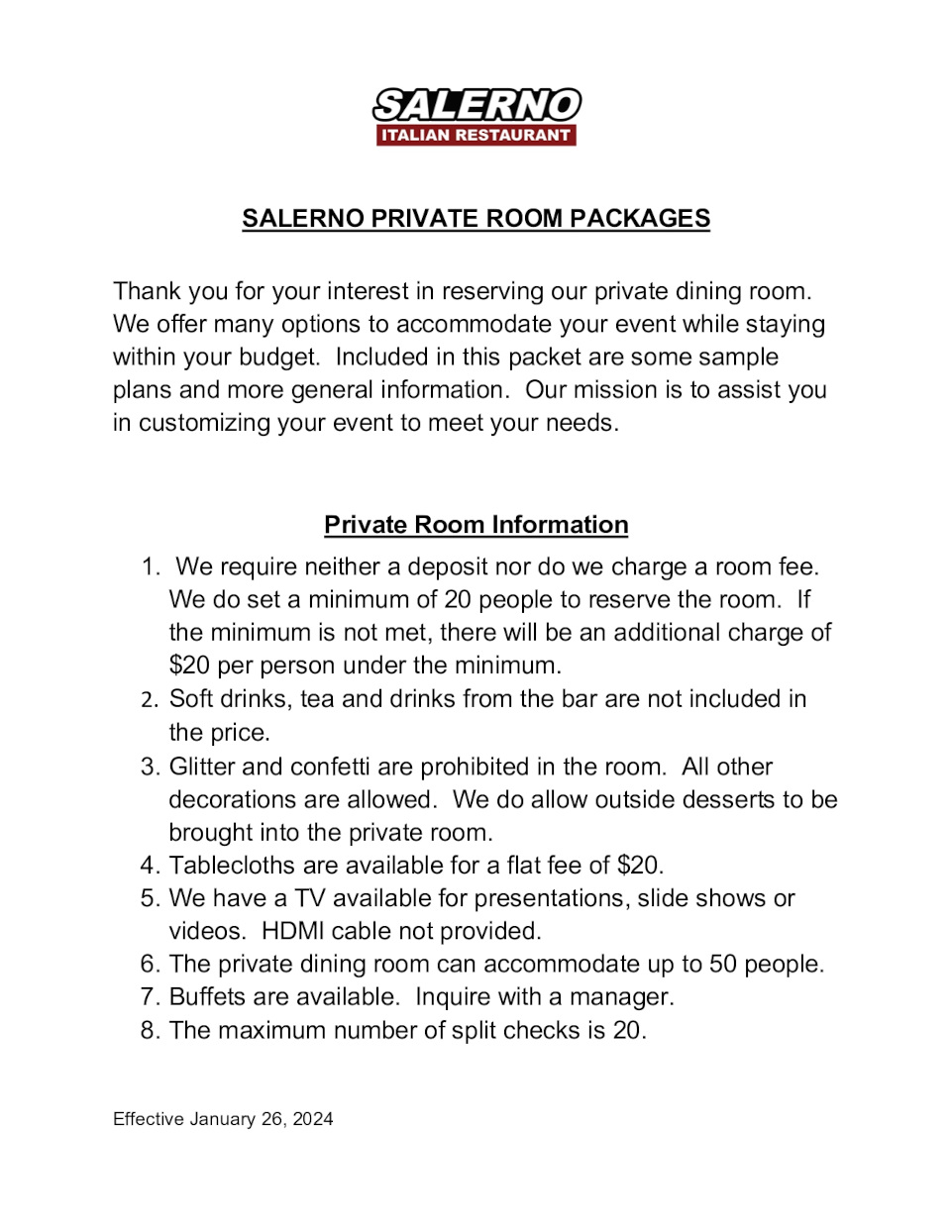 Private Room Packages 1