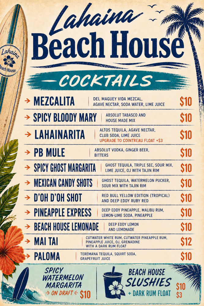 Drink menu