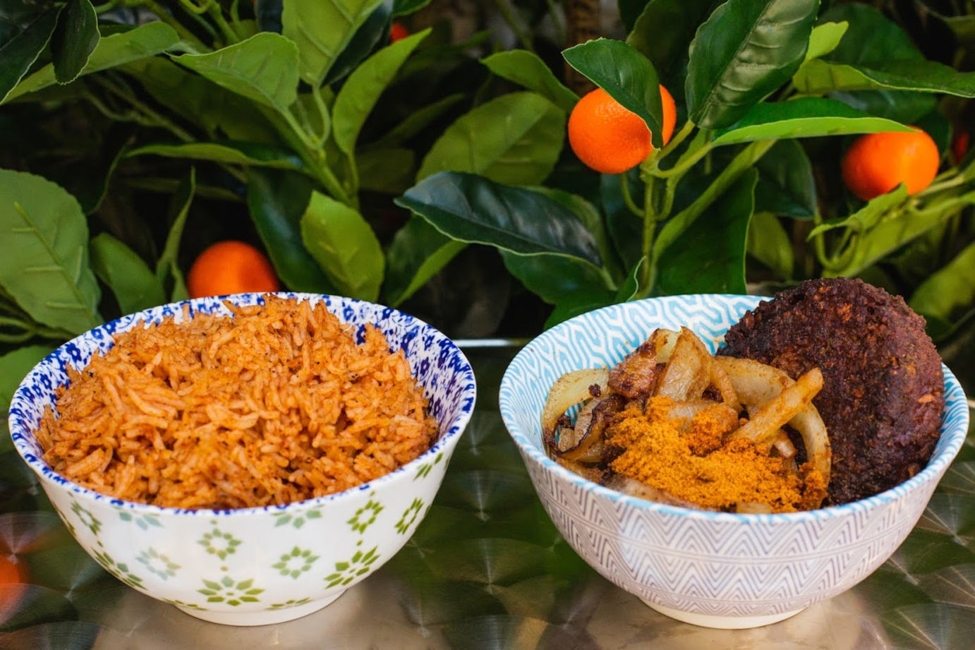 Rice and mixed dish with meat and vegetables