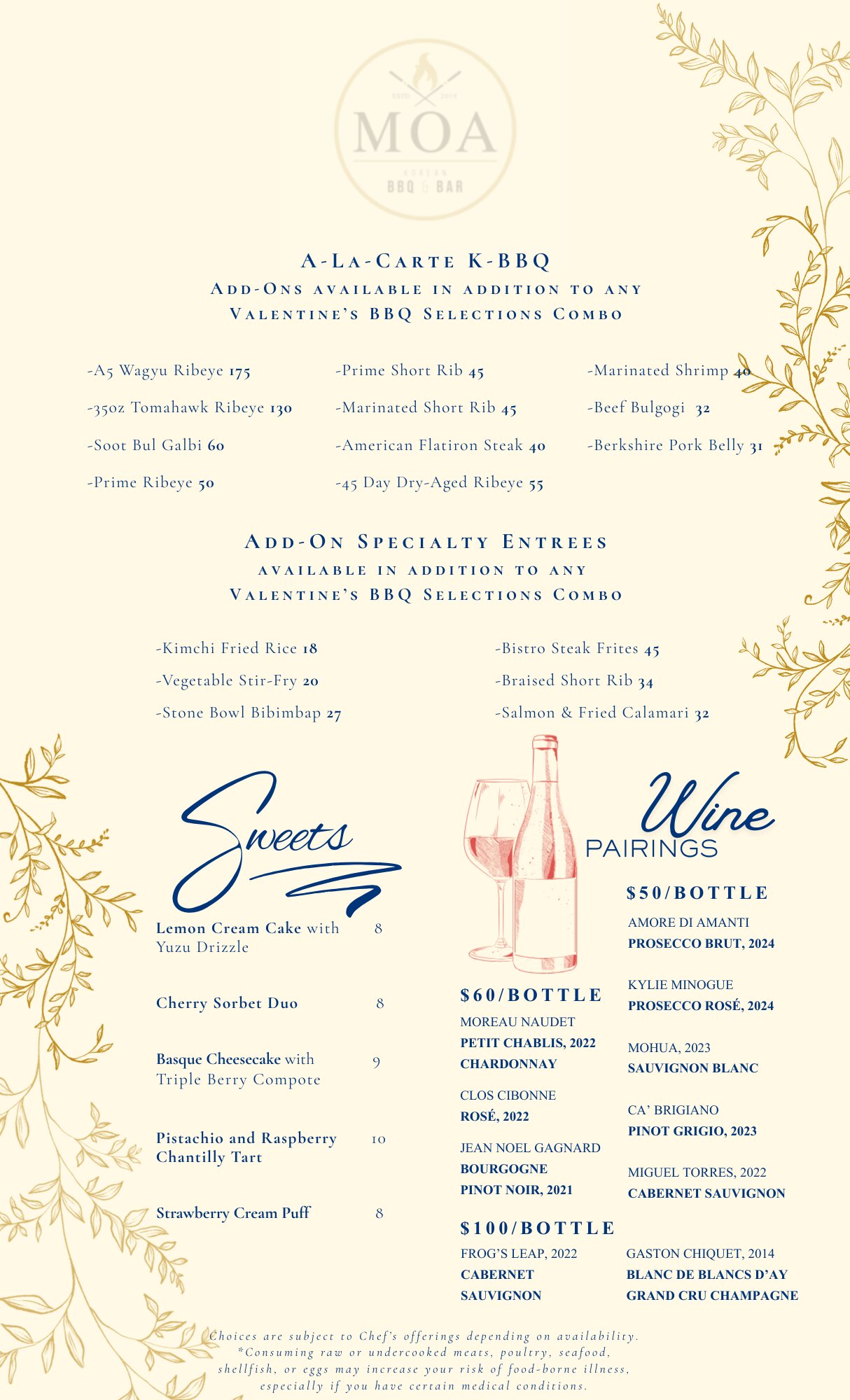 Valentine's menu page two