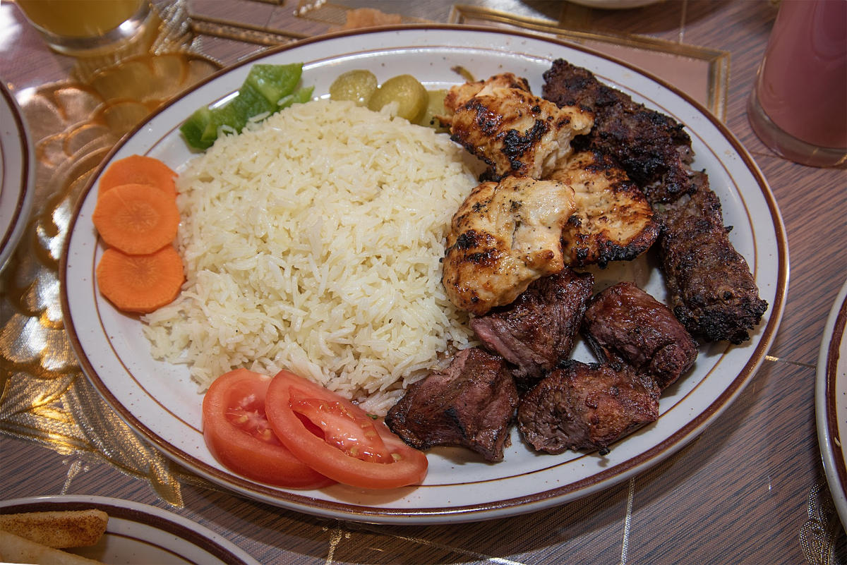 Grilled meat with rice